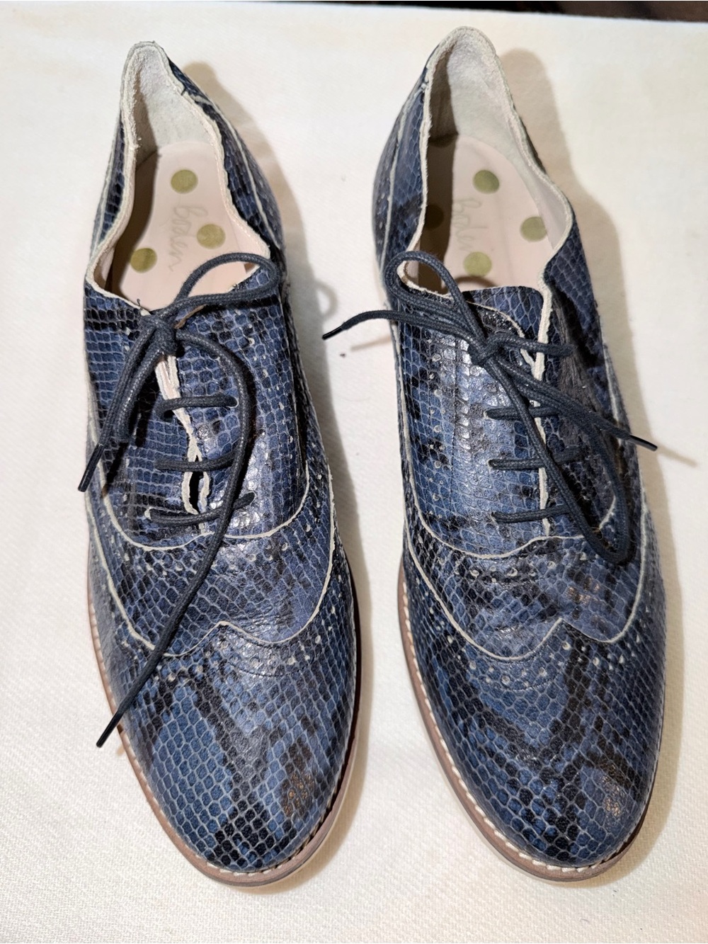 🌸Boden Willa Snakeskin Platform Brogue Oxfords.